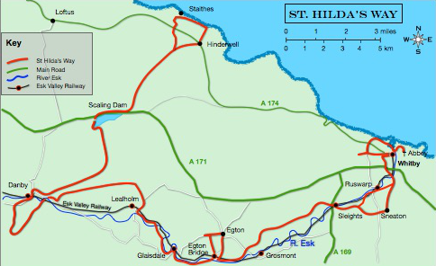 Map of St Hilda's Way Pilgrimage Route